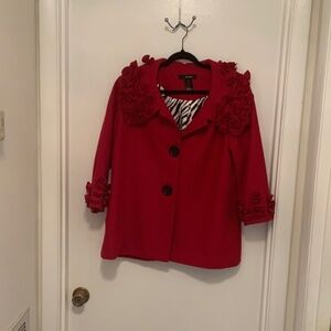 Ali Mills Red Overcoat, Size Large, Wool Blend Clearance Sale